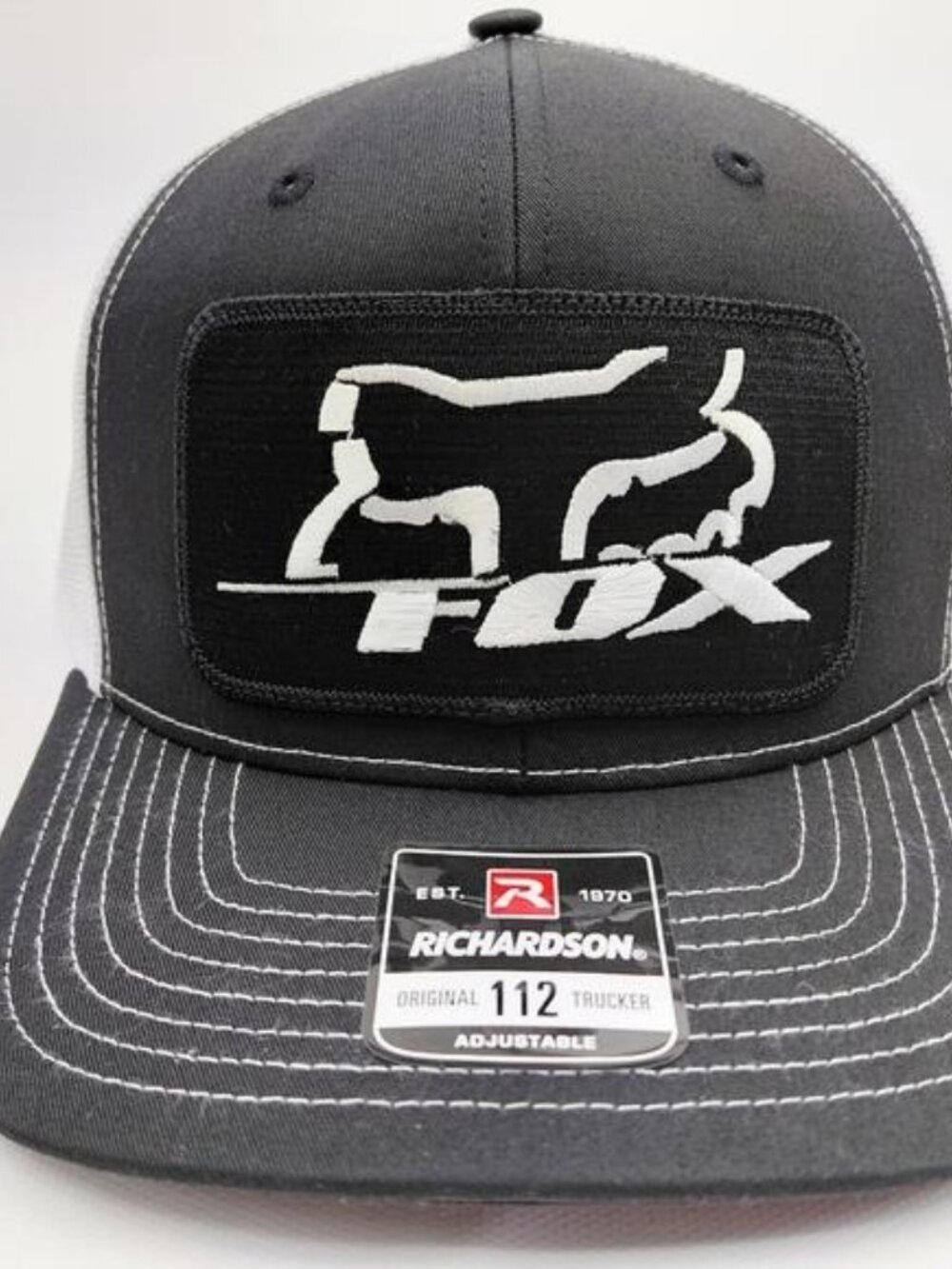 FOX Racing Richardson 112 Trucker Hat Mesh Snapback Embroidered Patch Black NWT